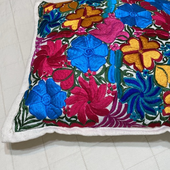 Mexican Floral Embroidery Handmade Pillow - Picture 15 of 15